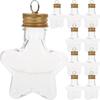 10pcs Empty Refillable Star Shaped Bottle Decorative Hanging Colored Glass Jar Transparent Diy Wishing Container Unique Ornament