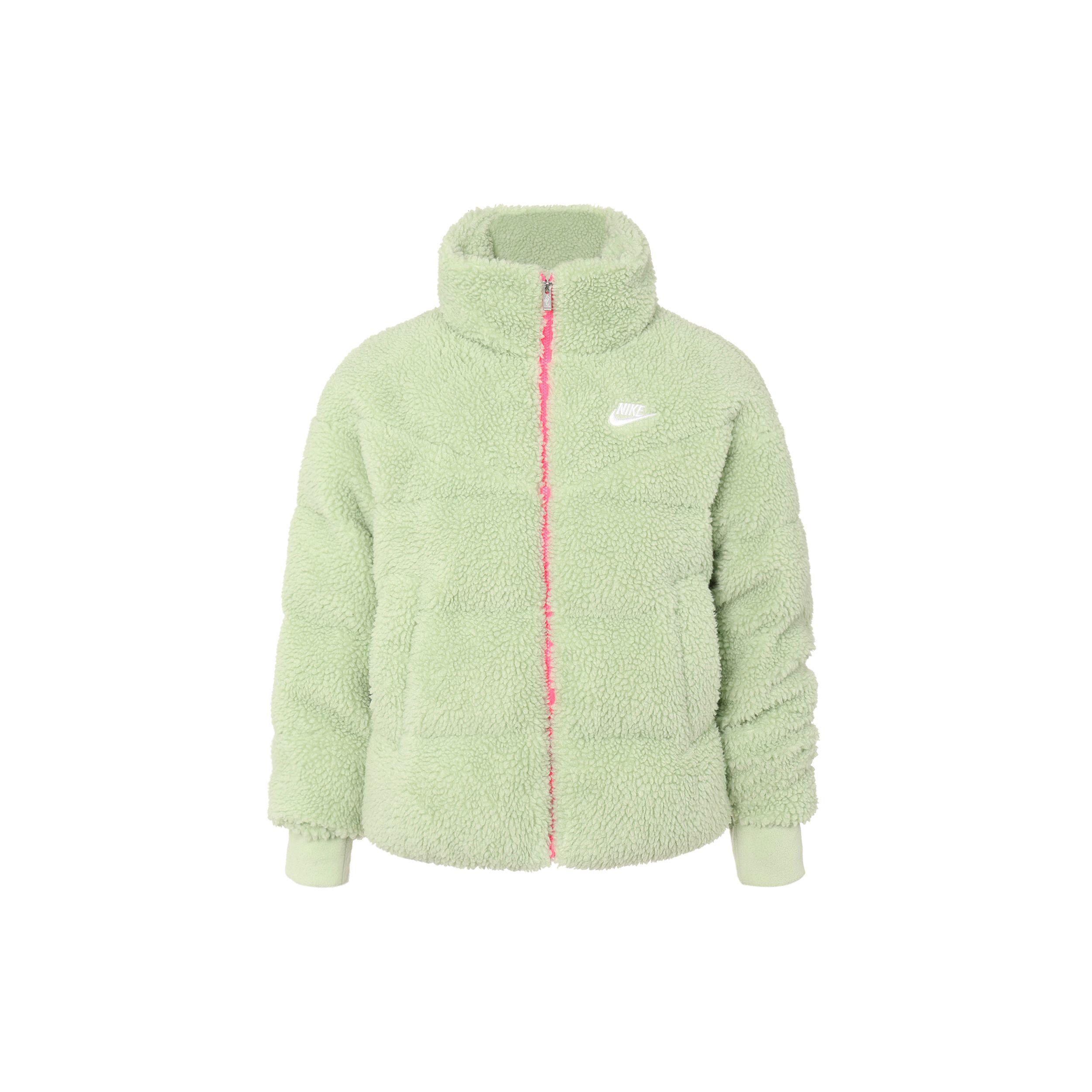 Nike Logo Embroidered Pattern Stand Collar Zipper Warm Jacket Women Jackets Green DV6676-343 XL