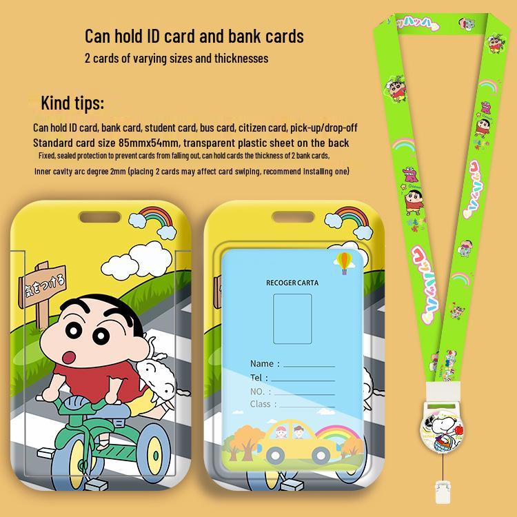 Crayon Shin-chan Cartoon Student Lanyard ID Badge Holder for Campus Use