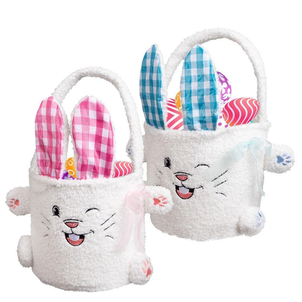 New Easter Rabbit Buckets Soft Cute Bunny Basket Long Ear Storage Bag Happy Easter