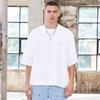 Men's Trendy American Street Style Heavyweight Loose Fit Pure Cotton T-Shirt, Plus Size, Short Sleeve, Small Collar