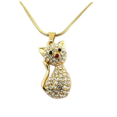 [P8650] - Golden White 'Cat' Designer Necklace - 25x10 Mm