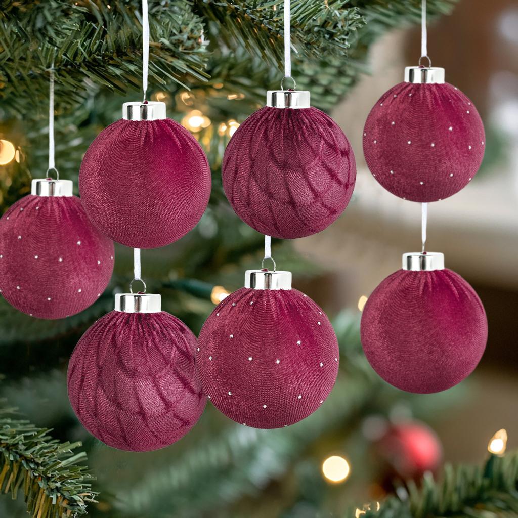 9-pack Christmas Ball Pendants, Special-shaped Flocking Painted Balls, Christmas Party Venue Decorations