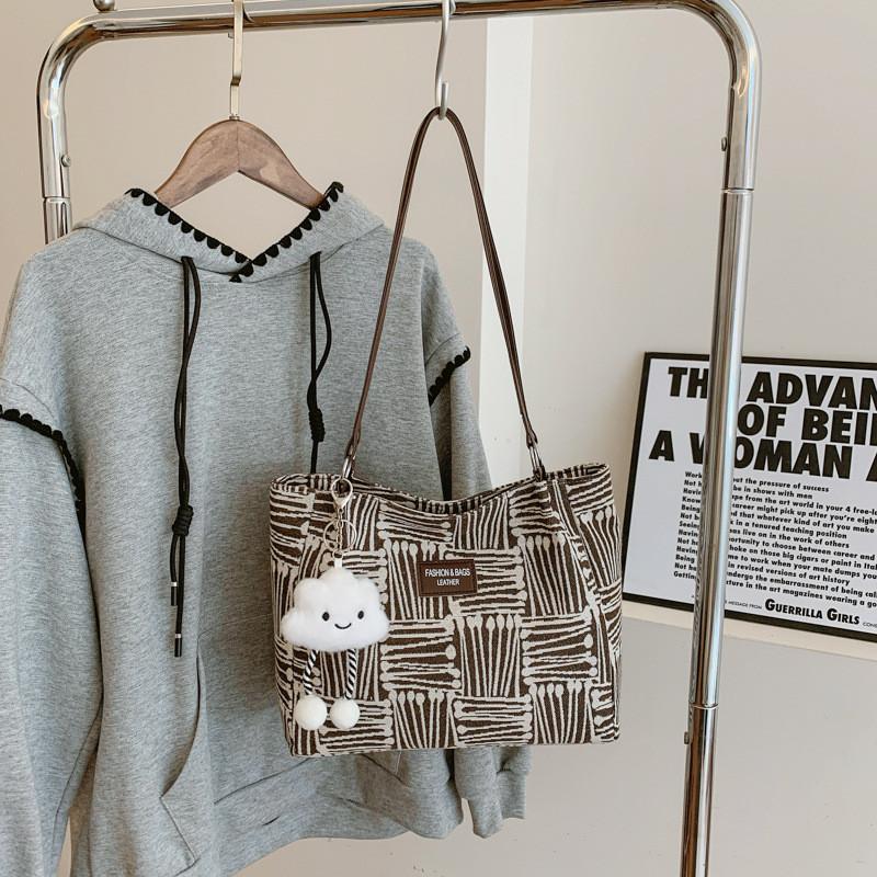 Fashionable Large Capacity Shoulder Tote Bag In Green Brown Khaki And Blue Hues