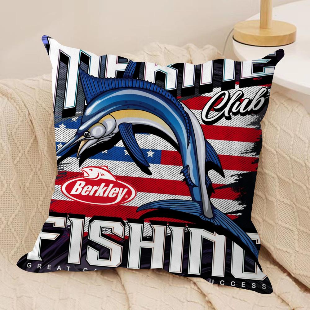 Popular Fishing B_Berkleys Cushion Cover Soft Plush Fabric Double-Sided Printed Sofa Cushion Cover for All Seasons Home Decor