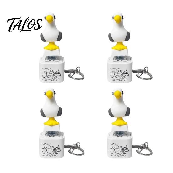Talos Seagull Frog Sound Button Keychain, Creative Stress Relief Voice Toy with Animal Sounds & LED Light, Rechargeable Squeeze Fidget for Kids Adults