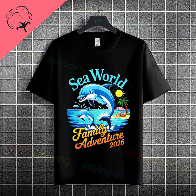 Unisex  Unisexs Family Vacation 2026 Graphic Tshirt With Retro Sunset Palm Tree Desgin Pure Cotton Short Sleeve Casual Tshirt