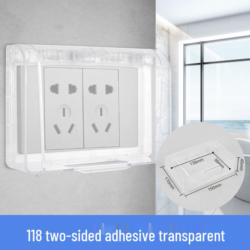 86 Type Transparent Self-Adhesive Waterproof Socket Cover for Bathroom Switches
