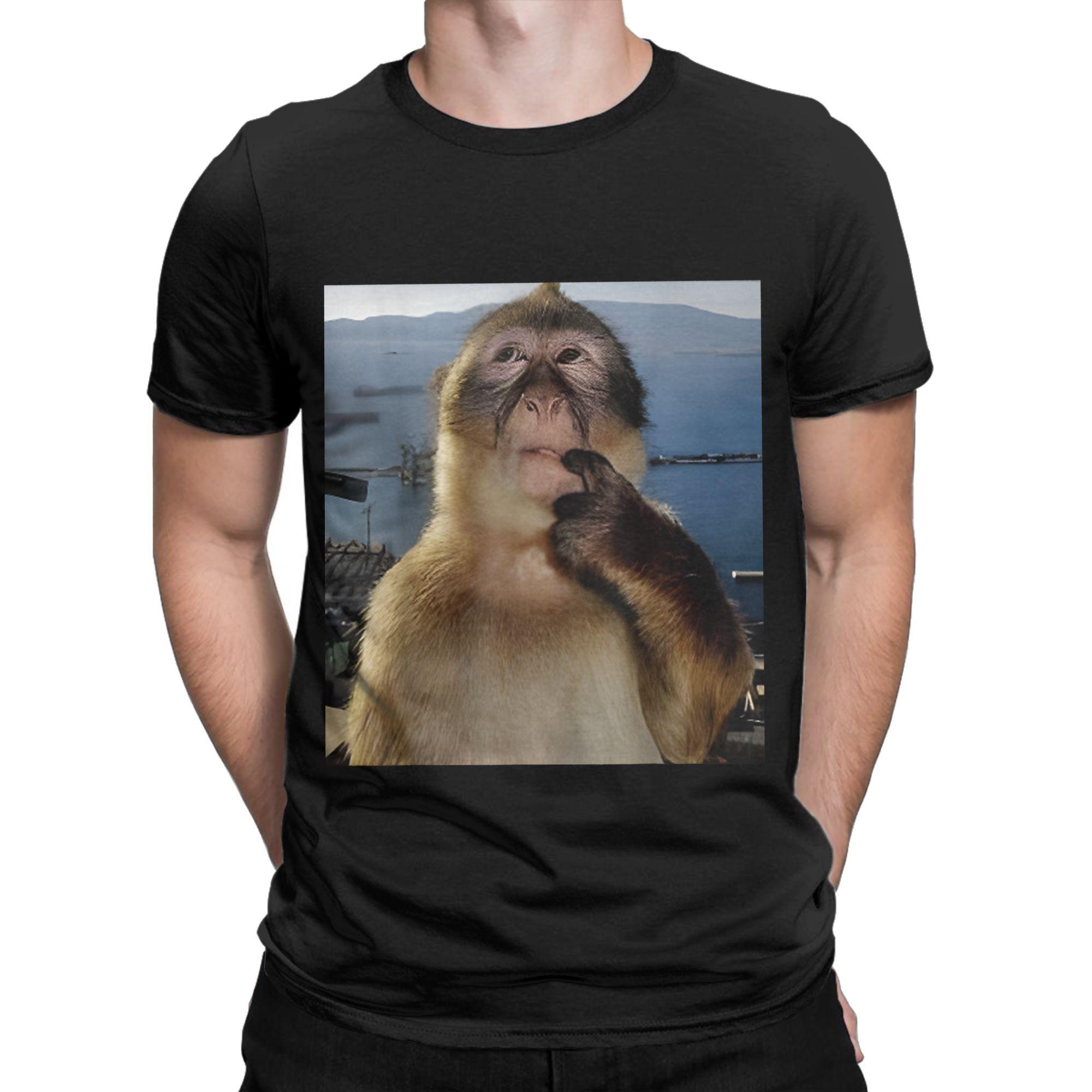 

Thinking Monkey Meme T Shirt for Men 100% Cotton Vintage T-Shirts Crewneck Tee Shirt Short Sleeve Clothes Gift Idea 5XL різнокольоровий