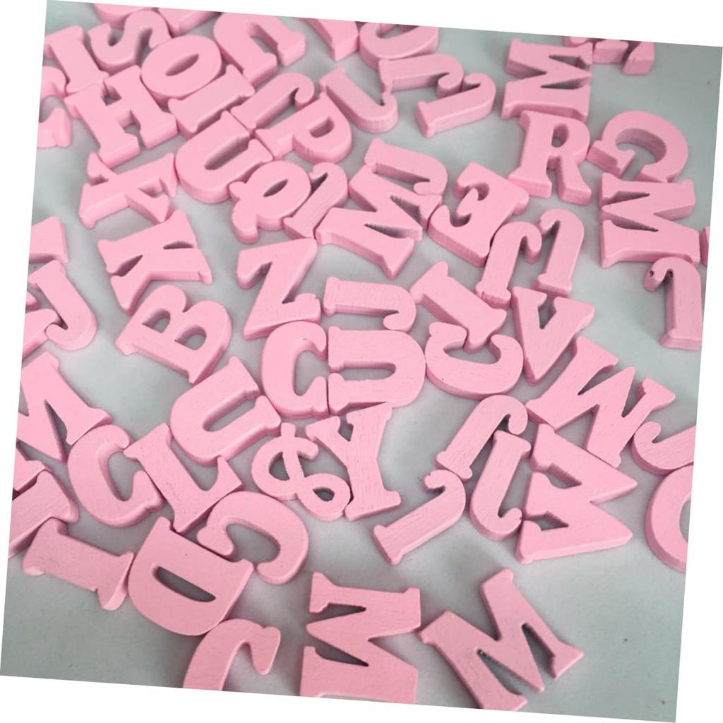 100pcs Wooden Letters Craft Wood Letters Wood Decor Wood Craft Shapes Letter Embellishments Wooden Letter Shapes Wedding Decoration Pink Crafts
