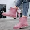 Lightweight Women's Japanese Style Waterproof Ankle Rain Boots - Non-Slip Rubber Galoshes