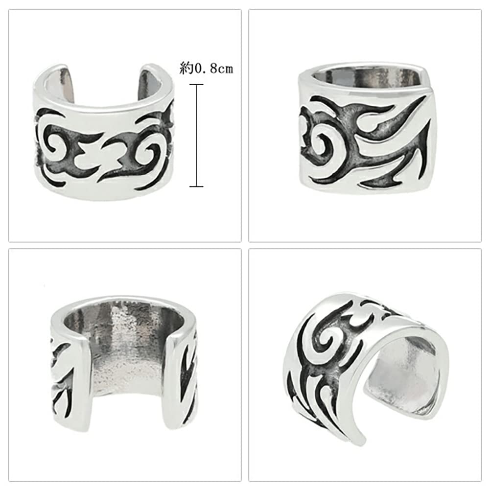Shinjuku Gin No Kura Burning Tribal Silver 925 Ear Cuff Ear Ear for Men (Single Cuff, Clip)