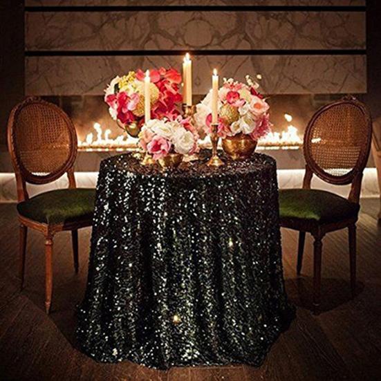 Tablecloth Round Shape Stunning Sequins Reusable Tablecloth Scratch-Resistant Breathable Stain-Resistant Table Cover