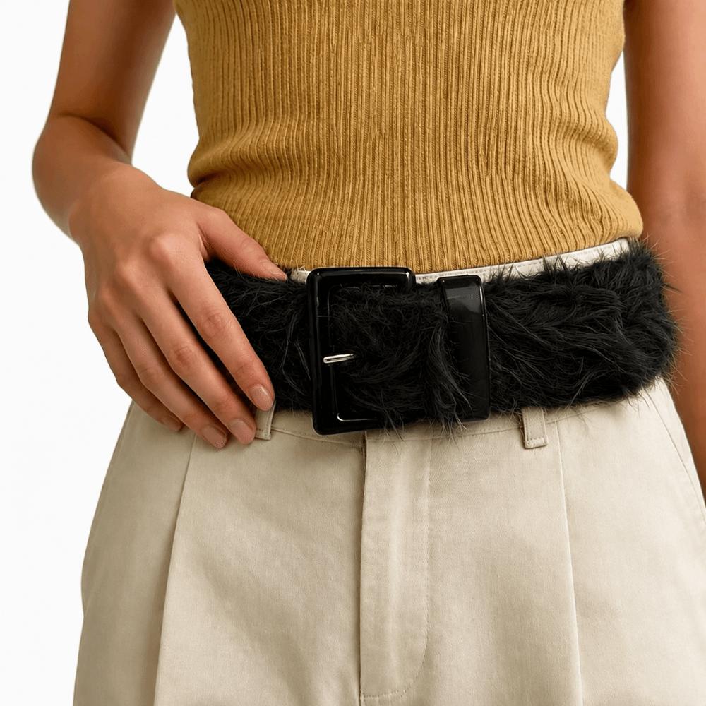 Adjustable Fluffy Waist Belt Versatile Design Vintage Waist Seal Faux Fur Waistband  Rave