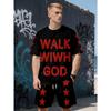 Summer New Men's Short-Sleeved Set with 3D Skull Pattern Print - Street Casual Fashion Comfortable and Soft