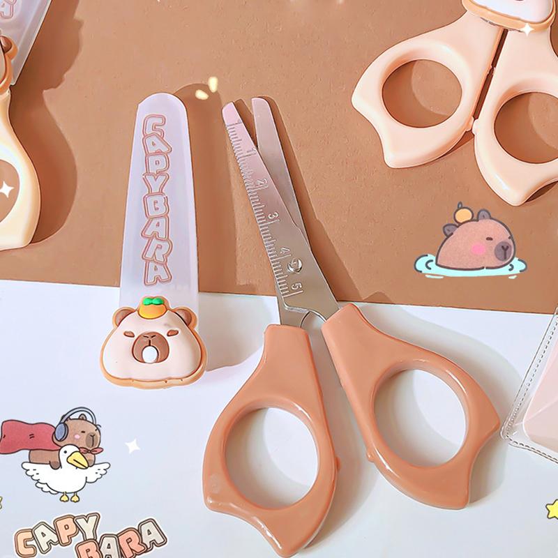 2 ks Kreslená kapybara Dětské nůžky Učební psací potřeby Ručně vyráběné Nůžky na stříhání papíru Bezpečné Nůžky na stříhání papíru