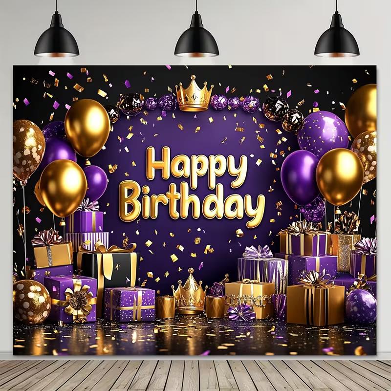 2D Luxury Glitter Confetti Birthday Gift Balloon Backdrop Portrait Photography Background