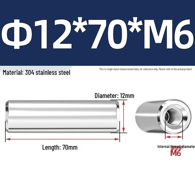 Pin Cilindric din Oțel Inoxidabil 304 cu Filet Interior M4/M6/M8 și Orificiu - Coloană de Suport și Ghidare