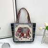 Embroidery hand bag literary retro shoulder bag women's large capacity linen embroidery handbag women