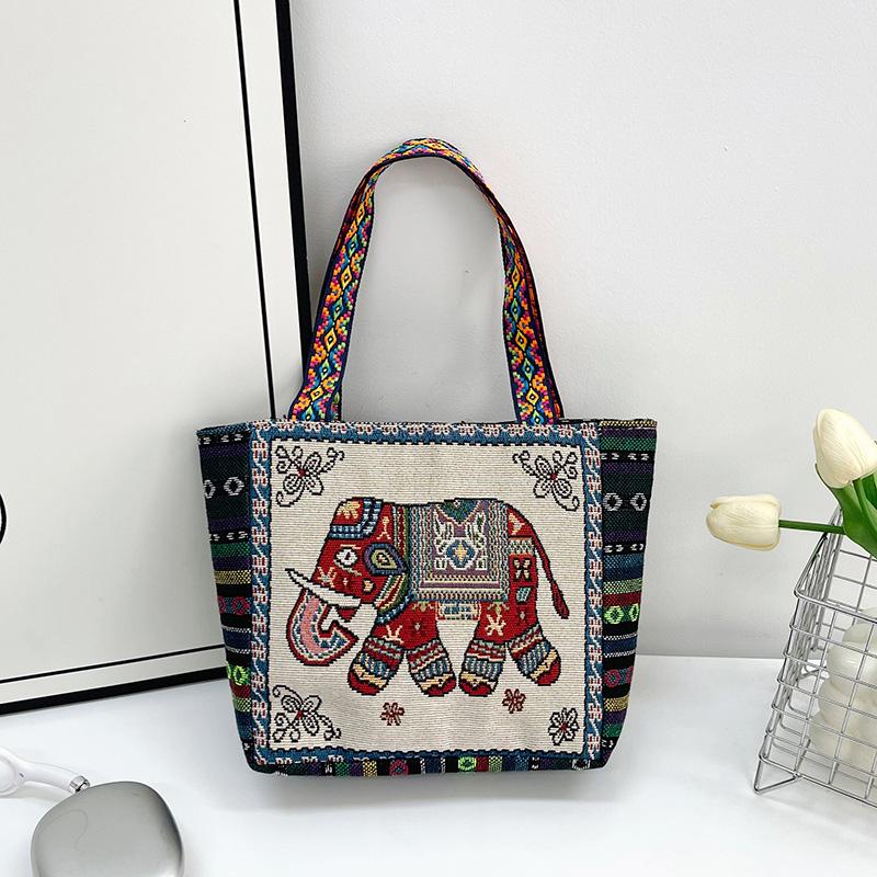 Embroidery hand bag literary retro shoulder bag women's large capacity linen embroidery handbag women
