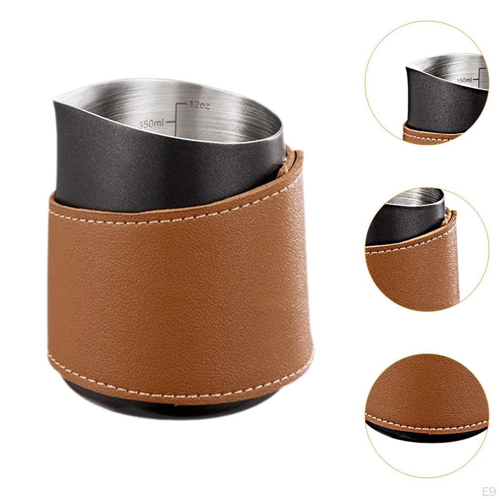Handleless Milk Frothing Pitcher ,Handleless ,PU Leather Wrapped Espresso Accessories
