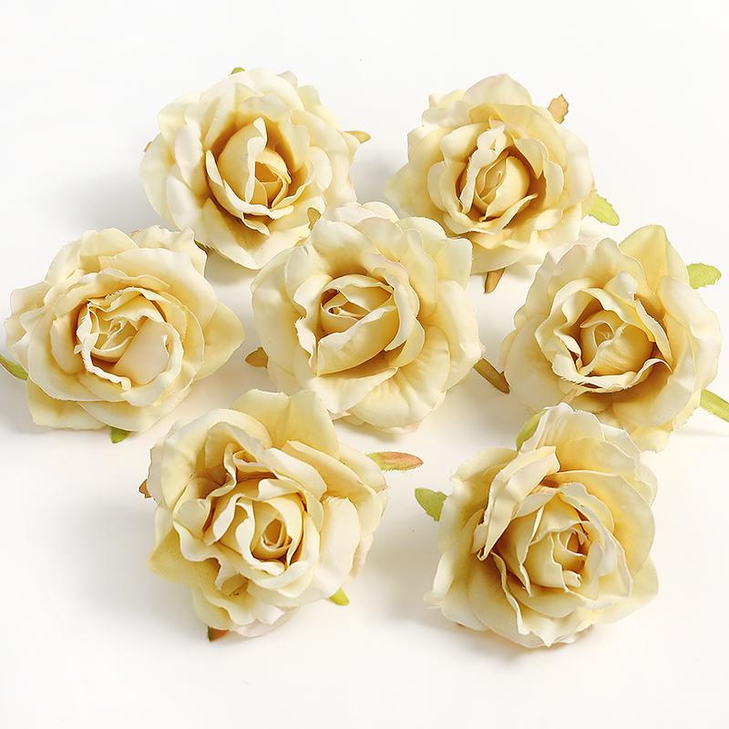 3/5Pcs Rose Artificial Flowers Heads 7cm Fake Flowers for Marriage Wedding Decorations Home Decor DIY Craft Garland Accessories