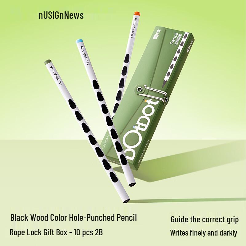 NUSIGN Black Wood Triangular Ergonomic Grip Pencils for Kids