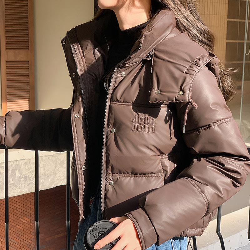 Cotton-padded Women's New Short Coltsfoot Little Hooded Down Cotton-padded Jacket Anti-PU Padded Cotton-padded Jacket.
