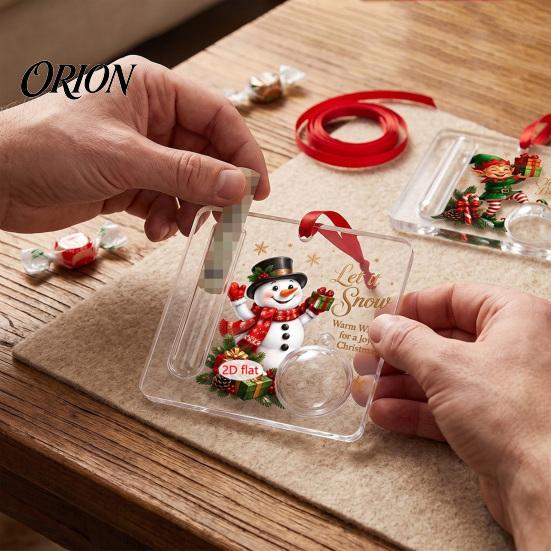 Holiday Tree Hanging Accessory Christmas Cash Gift Ornament, 2D Acrylic Money Holder Ornament with Clear Ball, Indoor Home Decor Decoration