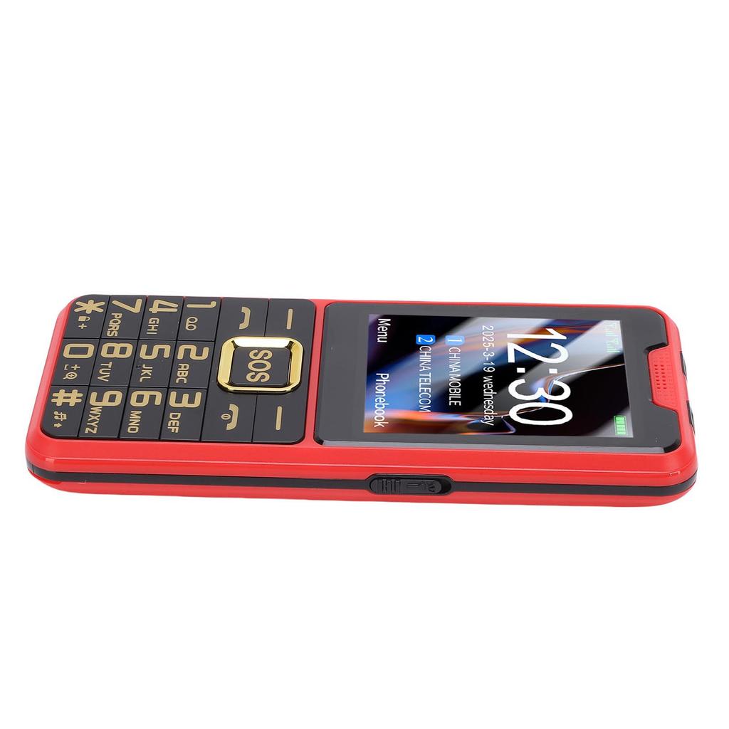 4G Seniors Phone 2.6 Inch Super Slim Large Capacity Battery Double Flashlight Big Buttons Cell Phone Red