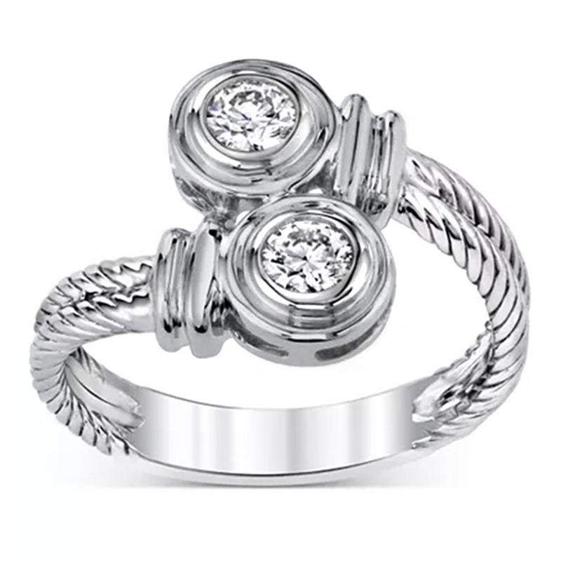Huitan Cord Unique Design Women Ring Personality Party Fashion Accessories Inlaid Brilliant CZ Delicate Daily Chic Lady Zircon