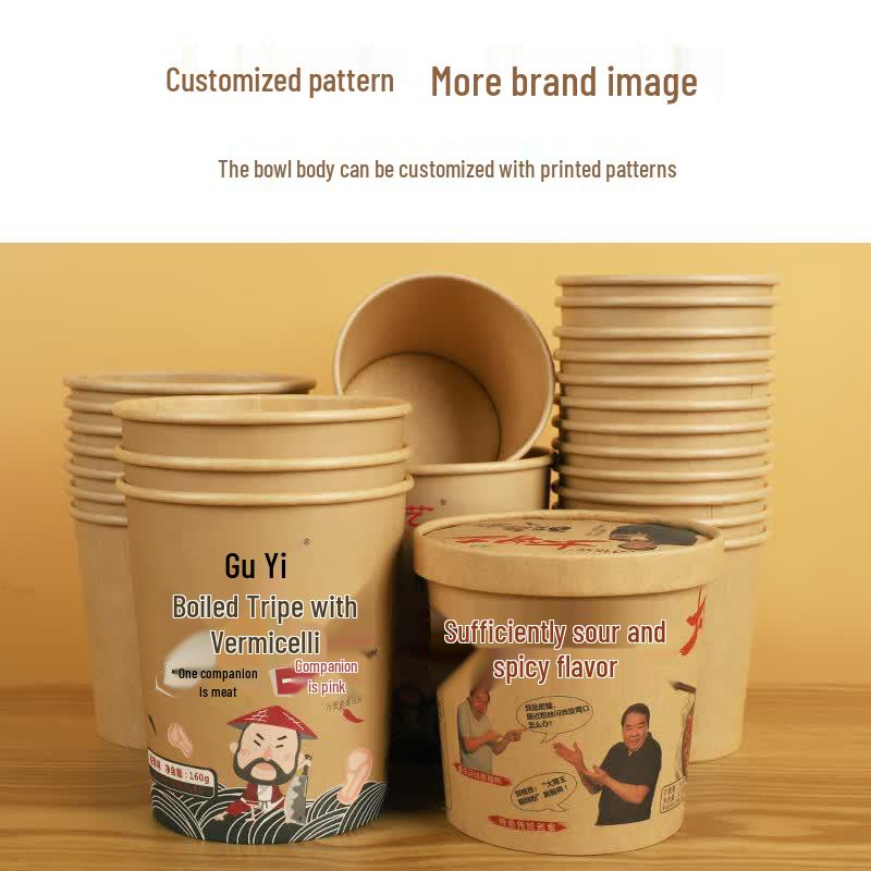 Disposable Kraft Paper Takeaway Bowl with Lid