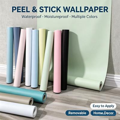 10M Macaron Pure Color Thicken PVC DIY Living Room Film Self- Adhesive Wall Paper Waterproof Wallsticker Decorative