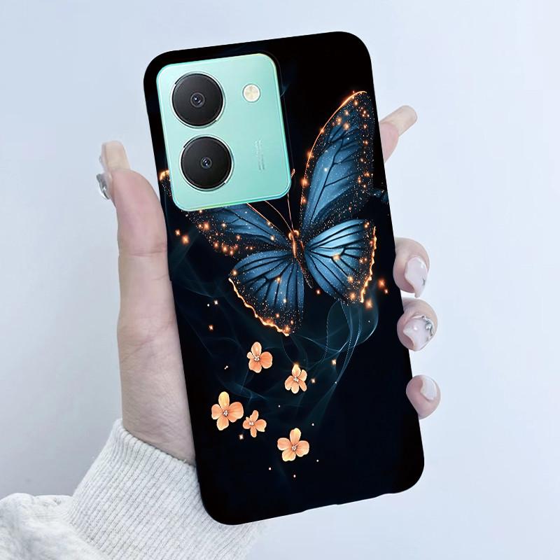 For Vivo Y27s Case Vivo Y36 Russian Cover Beautiful Butterfly Flower Girls Design Bumper Shell For Vivo V2247 V2322 Back Housing