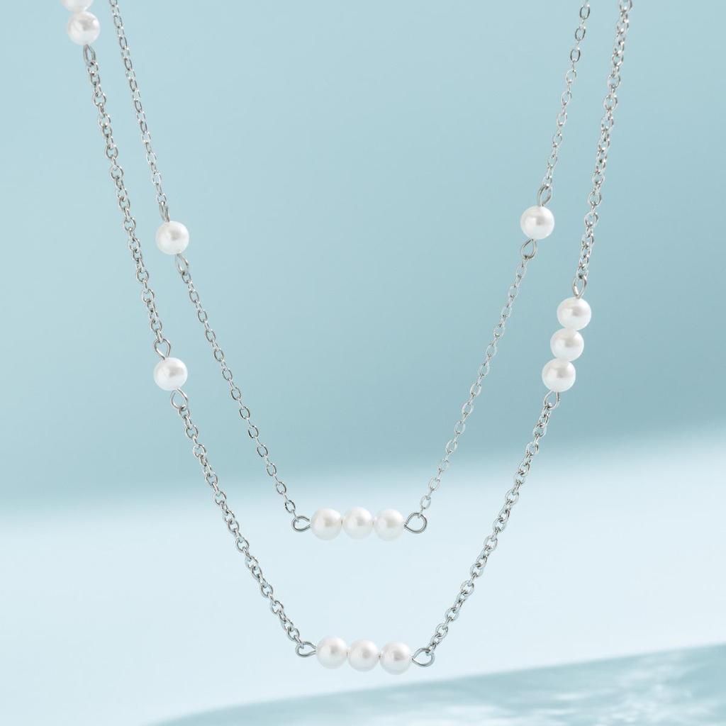 Trendy Stainless Steel Freshwater Pearl Necklace - Silver, Non-Fading, Versatile Jewelry