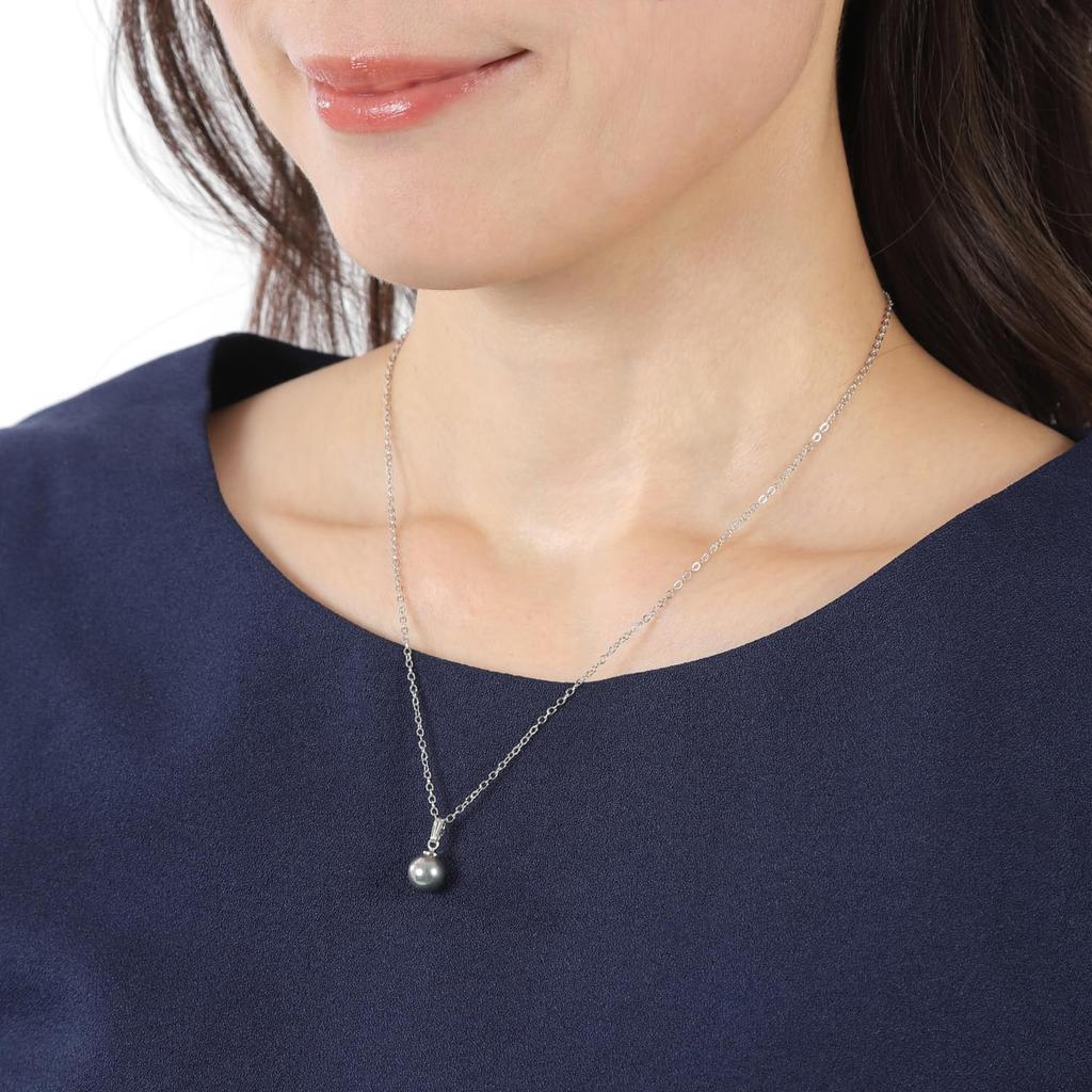 By Yumi Pearl Necklace 8mm 3 Piece Set RoseYumiRose Popular Ceremonies Simple Stylish Made In Japan [Produced Katsura] Women's (Gray/Earrings)