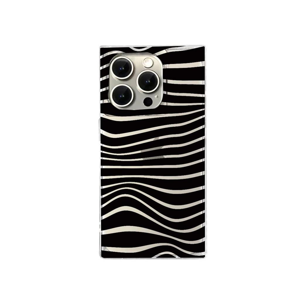 Clear Square Back Tube Case Protection For iPhone 14 Pro Max 11 12 16 ProMax 15 Plus 13 Anti-Oxygen,Black Zebra Print Pattern Casing