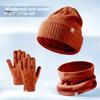 3 Pcs/Set Children Hat Scarf Glove Set Thickened Plush Knitted Anti-slip Windproof Keep Warm Girls Boys Outdoor Neck Cover Gloves Beanie Set