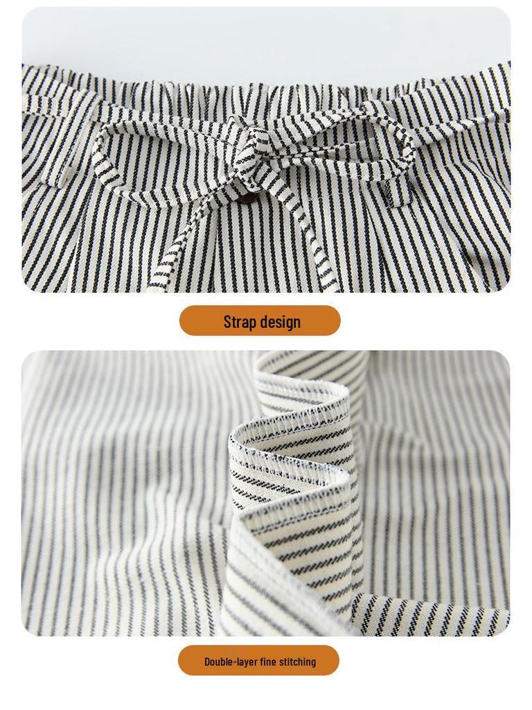 Women's Retro Striped Wide-Leg Pants, 2026 Spring/Summer, Tie-Up Loose Fit, Versatile Old Money Style.
