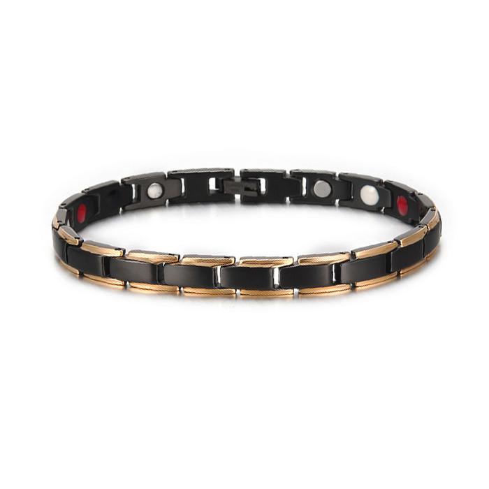Vinterly Black Blue Bracelets Men Stainless Steel 12mm Wrist Band Magnetic Health Energy Magnet Benefits Jewelry Male Germanium
