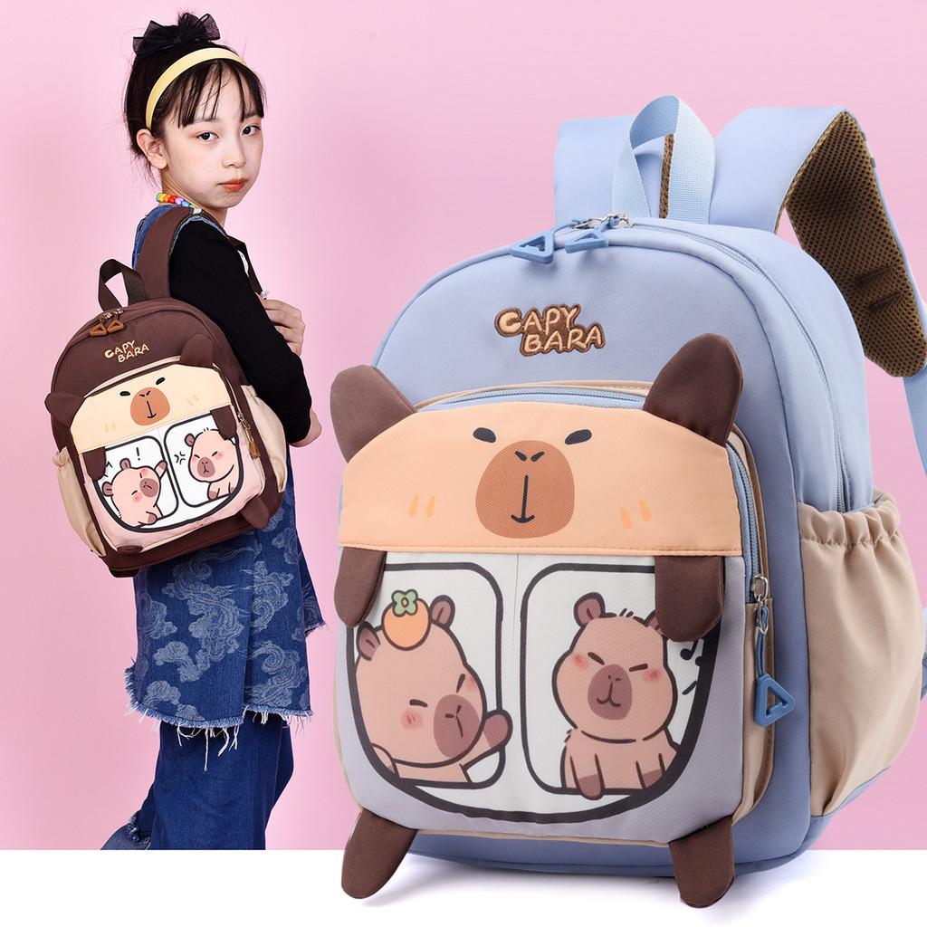 Children Themed Capybara Backpack Breathable Lightweight Cute Cartoon Schoolbag