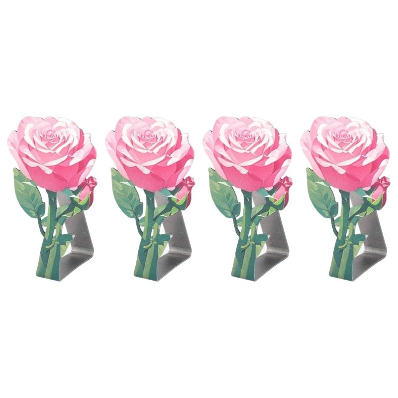 Metal Tablecloth Clips with Elegant Rose Pattern Home Dining Accessories Stainless Steel Table Cloth Fasteners