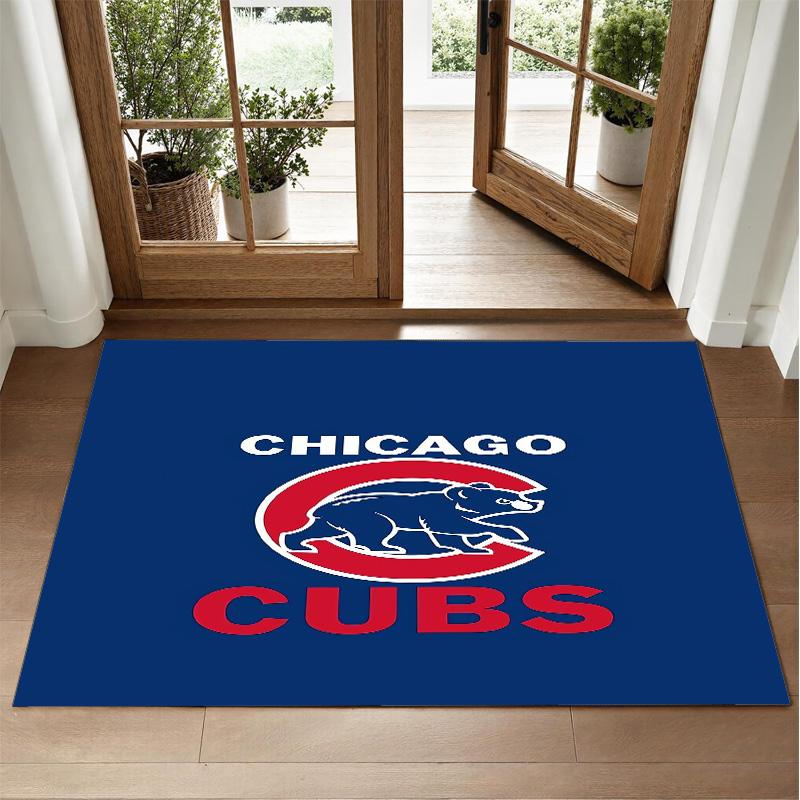 Chicago Cubs Design Crystal Velvet Rug Soft Decorative Mat for Bedroom Entrance