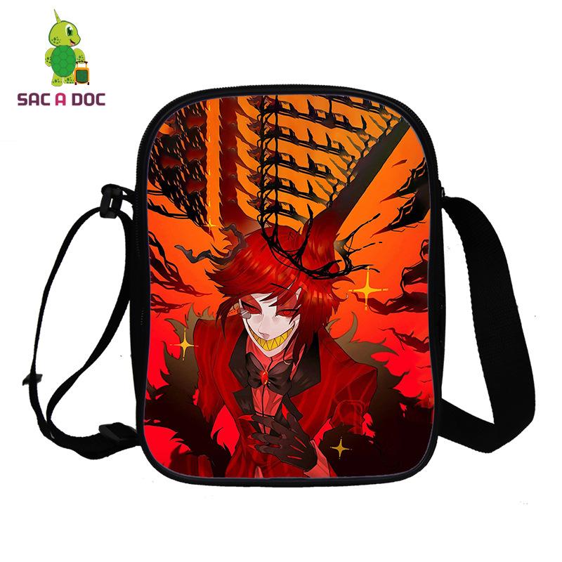 Hell Inn Animation Peripheral Crossbody Student School Bag 3D Full Color Printing Double Shoulder Bag