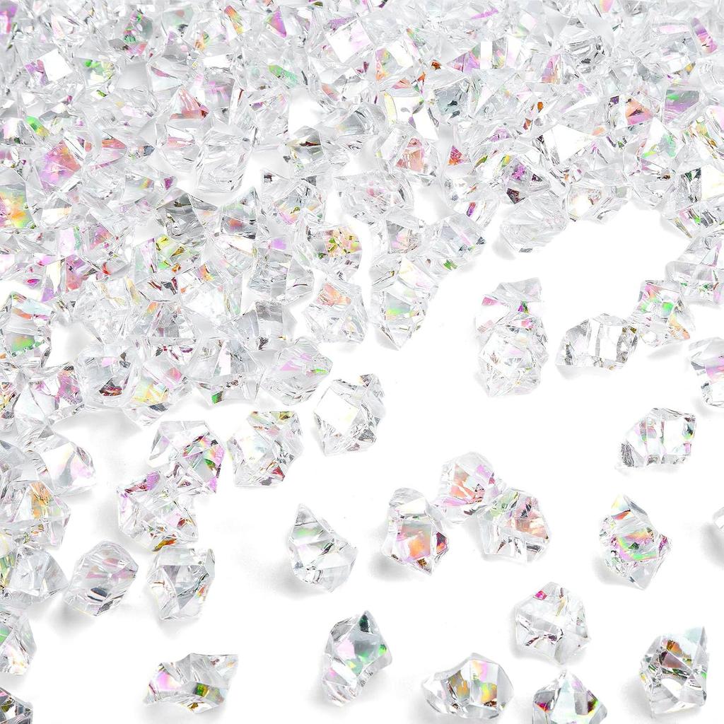 DomeStar Dazzling Fake Ice, 150PCS Sparkling Fake Diamonds, Iridescent Clear Gem Stones Vase Fillers DIY Crafts Wedding Table Scatter Decoration