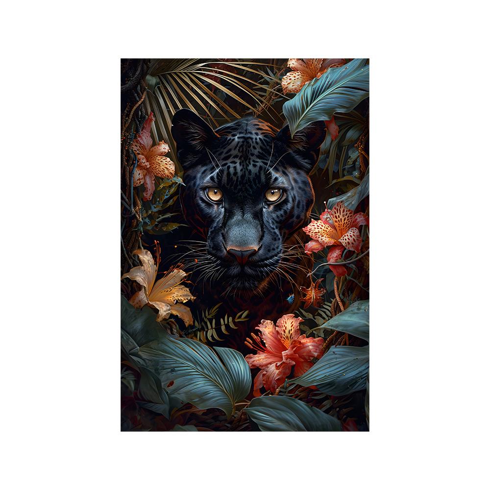 Tropical Animals Fantasy Poster Leopard In Jungle Canvas Painting Wall Prints Picture for Living Room Home Decor