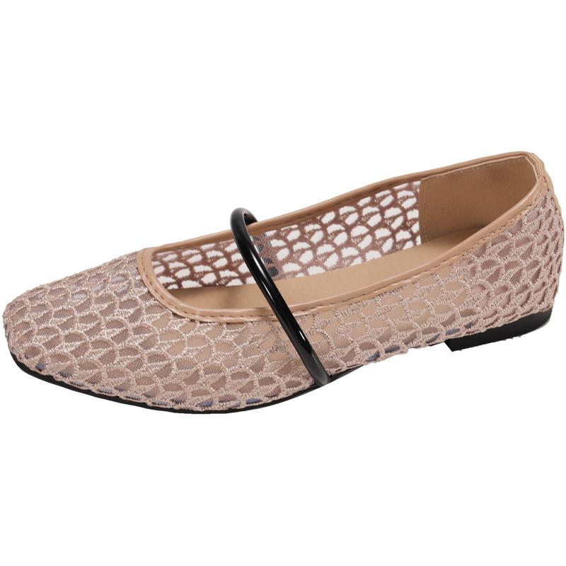 

Модные Роскошные Кружевные Вязаные Балетки Женские Дышащие Эластичная Резинка Квадратный Носок Сетчатые Туфли-балетки Женские Мягкие Ажурные Мэри Джейн 35