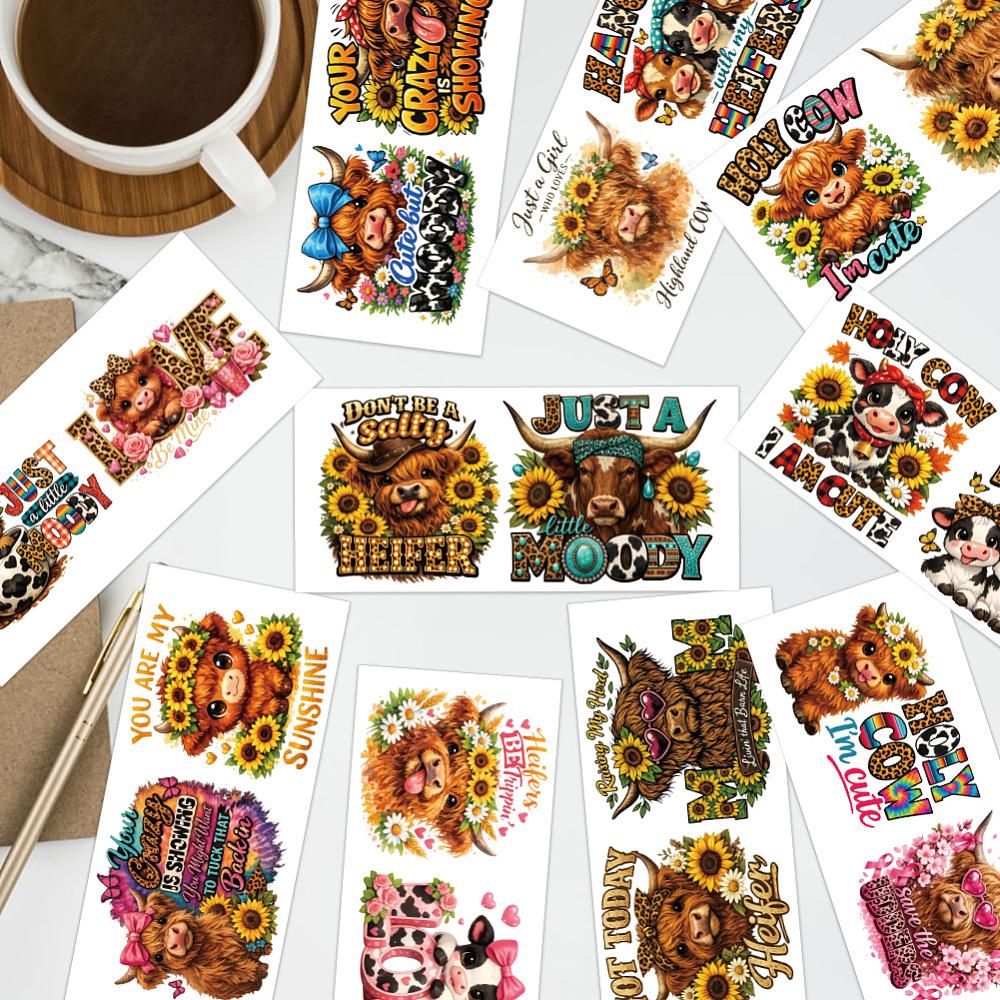 10Pcs PVC DIY Heat Transfer Paper for UV Sublimation Cup Cattle 240x110mm