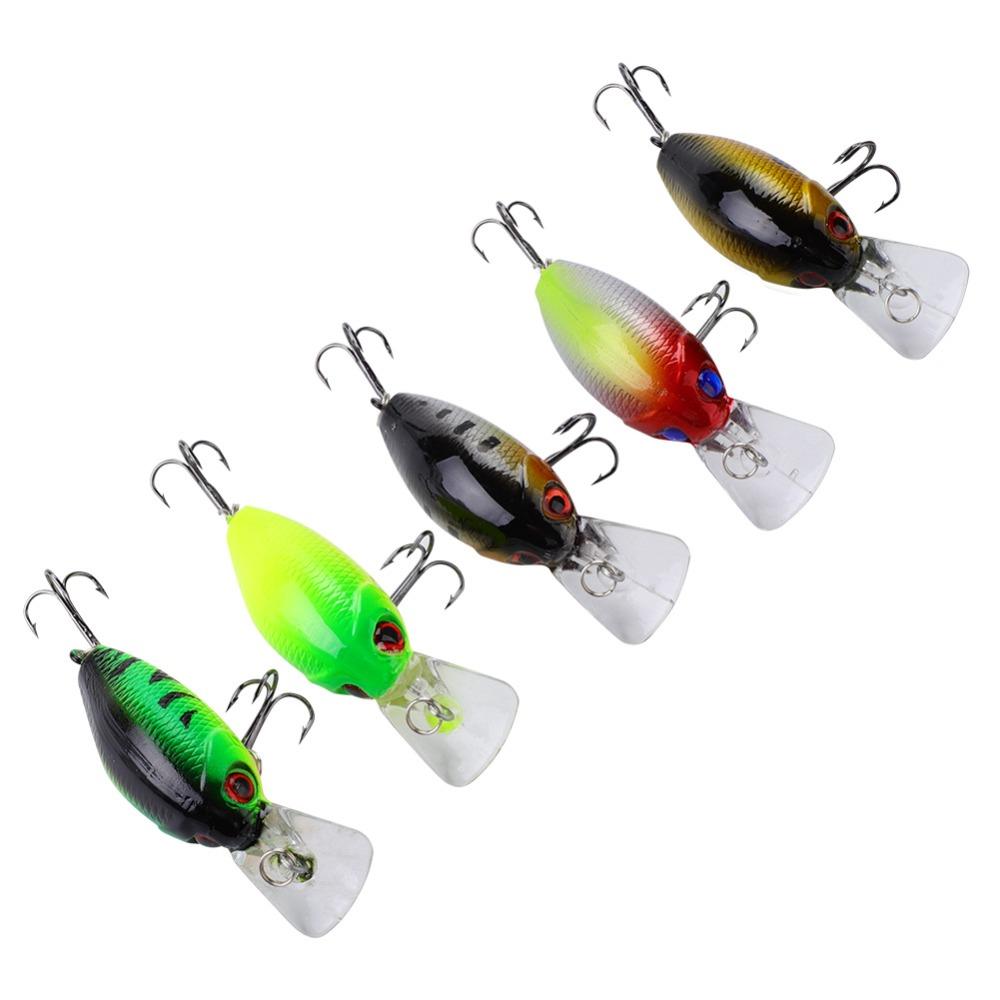 5PCS 4.5cm 5cm Topwater Fishing Lures ABS Hard Baits Lifelike Artificial Hard Baits Bass Fishing