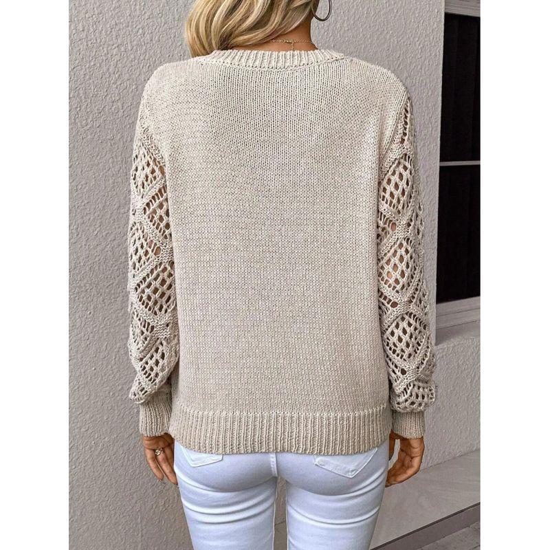 Hollow out Long Sleeve V-neck Sweater Hollow out Long sleeve V-neck Pullover Sweater